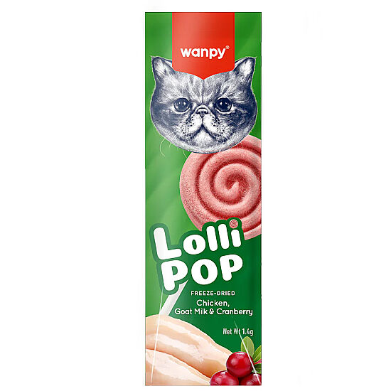 Wanpy Dondurularak Kurutulmuş Kızılcıklı Kedi Lolipopu 1.4 Gr x 10 Adet (Toplam 14 Gr) - 2
