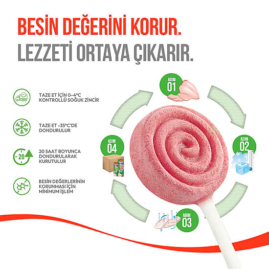 Wanpy Dondurularak Kurutulmuş Kızılcıklı Kedi Lolipopu 1.4 Gr x 10 Adet (Toplam 14 Gr) - 5