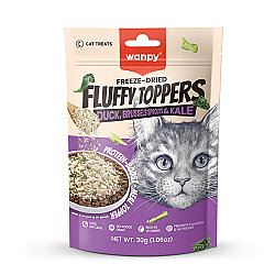 Wanpy Fluffy Toppers Ördek Etli Brüksel ve Kara Lahanalı Mama Üstü Kedi Ödülü 30 Gr - Wanpy