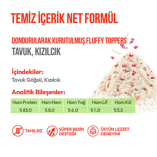 Wanpy Fluffy Toppers Tavuklu ve Kızılcıklı Mama Üstü Kedi Ödülü 30 Gr - 5