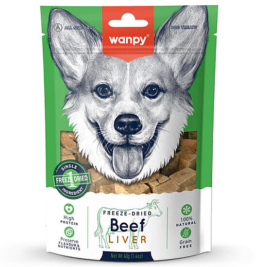 Wanpy Freeze Dried Dondurularak Kurutulmuş Biftek ve Ciğerli Natural Köpek Ödülü 40 Gr - 1
