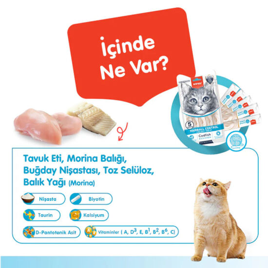 Wanpy Hairball Control Morina Balığı ve Tavuklu Kerma Ödül 60x14gr - 3