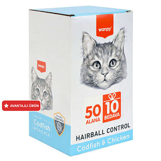 Wanpy Hairball Control Morina Balığı ve Tavuklu Kerma Ödül 60x14gr - 1