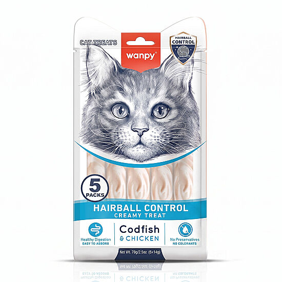 Wanpy Hairball Control Morina Balığı ve Tavuklu Kerma Ödül 5 x 14 Gr - 1