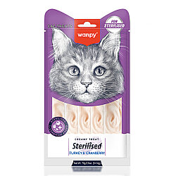 Wanpy Hindi ve Kızılcıklı Kısırlaştırılmış Kedi Krema Ödülü 5x14 Gr - Wanpy