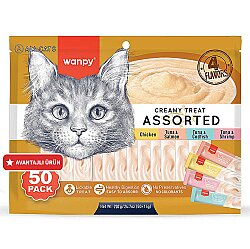 Wanpy Creamy Treat Assorted Karışık 4 Lezzetli Likit Creamy Kedi Ödülü 50Li Paket (50 x 14 Gr) - Wanpy