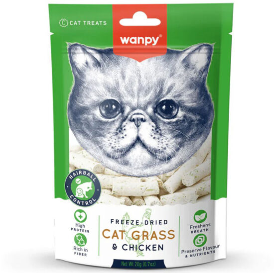 Wanpy Kedi Dondurulmuş Kedi Çimi ve Tavuklu Kedi Ödülü 20 Gr - 1