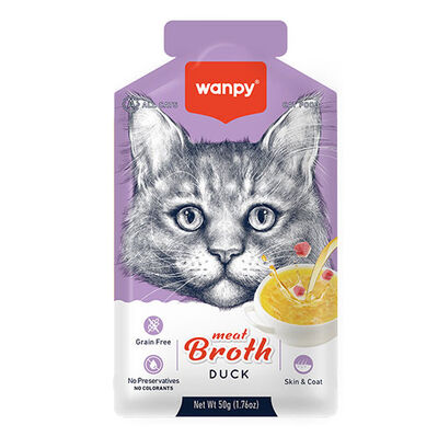 Wanpy Meat Broth Kediler için Ördek Etli Tahılsız Ek Besin Çorbası 50 Gr