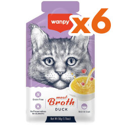 Wanpy Meat Broth Kediler için Ördek Etli Tahılsız Ek Besin Çorbası 50 Gr x 6 Adet - Wanpy