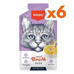 Wanpy Meat Broth Kediler için Ördek Etli Tahılsız Ek Besin Çorbası 50 Gr x 6 Adet - Wanpy