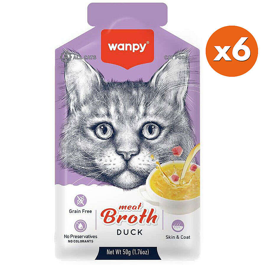 Wanpy Meat Broth Kediler için Ördek Etli Tahılsız Ek Besin Çorbası 50 Gr x 6 Adet