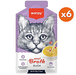 Wanpy Meat Broth Kediler için Ördek Etli Tahılsız Ek Besin Çorbası 50 Gr x 6 Adet - Wanpy