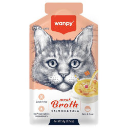 Wanpy Meat Broth Kediler için Somon ve Ton Balığı Eti Tahılsız Ek Besin Çorbası 50 Gr x 6 Adet - 2