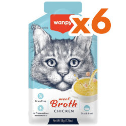 Wanpy Meat Broth Kediler için Tavuk Eti Tahılsız Ek Besin Çorbası 50 Gr x 6 Adet - Wanpy