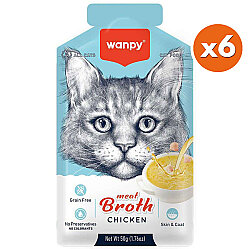Wanpy Meat Broth Kediler için Tavuk Eti Tahılsız Ek Besin Çorbası 50 Gr x 6 Adet - Wanpy