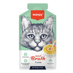 Wanpy - Wanpy Meat Broth Kediler için Ton Balığı Eti Tahılsız Ek Besin Çorbası 50 Gr