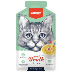 Wanpy Meat Broth Kediler için Ton Balığı Eti Tahılsız Ek Besin Çorbası 50 Gr x 6 Adet - 2