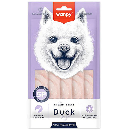 Wanpy Dog Creamy Treat Ördek Etli Likit Creamy Köpek Ödülü 5Li Paket (5 x 14 Gr) - 1