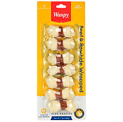 Wanpy Oven Roasted Deri Düğümlü Kemik Üzerine Biftek Sarılı Köpek Ödülü 85 Gr ( 7'li Düğümlü Kemik ) - Wanpy