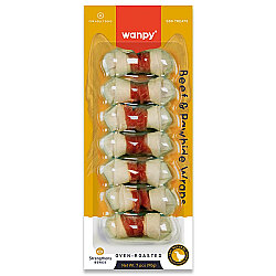 Wanpy Oven Roasted Deri Düğümlü Kemik Üzerine Biftek Sarılı Köpek Ödülü 85 Gr ( 7'li Düğümlü Kemik ) - Wanpy