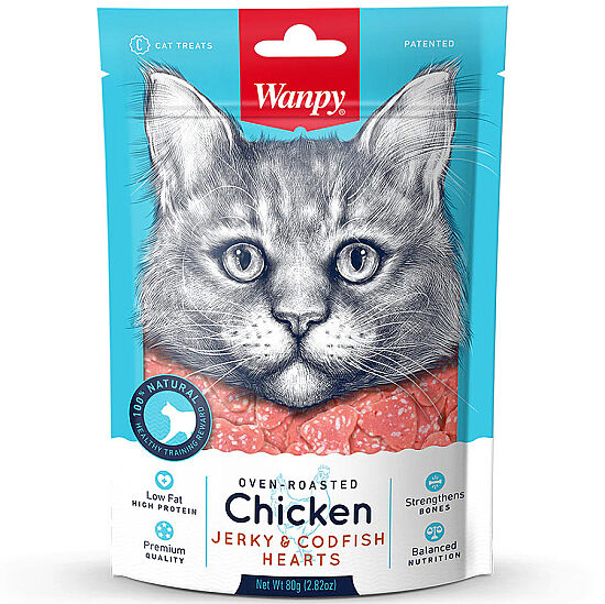 Wanpy Oven Roasted Tavuklu Morina Balıklı Kalp Şekilli Kedi Ödülü 80 Gr - 1
