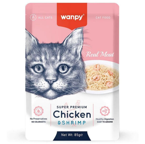 Wanpy Super Premium Pouch Tavuklu ve Karidesli Yaş Kedi Maması 85 Gr - 1