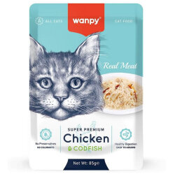 Wanpy Super Premium Pouch Tavuklu ve Morina Balıklı Yaş Kedi Maması 85 Gr - Wanpy
