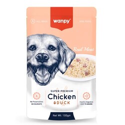 Wanpy - Wanpy Super Premium Pouch Tavuklu Ve Ördekli Köpek Yaş Maması 100 Gr 