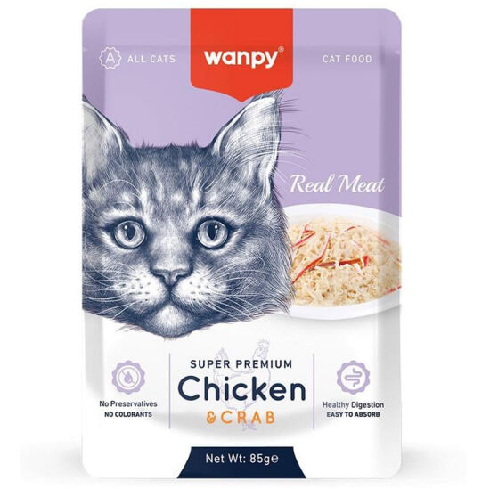 Wanpy Super Premium Pouch Tavuklu ve Yengeçli Yaş Kedi Maması 85 Gr - 1