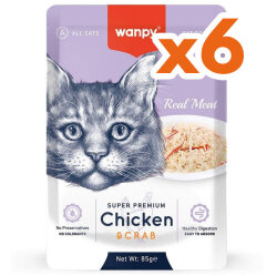 Wanpy Super Premium Pouch Tavuklu ve Yengeçli Yaş Kedi Maması 85 Gr x 6 Adet - Wanpy