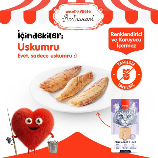 Wanpy Pure Mackerel Fillet Uskumru Balık Fileto Kedi Ödülü 25 Gr - 3
