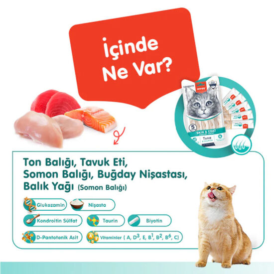 Wanpy Skin ve Coat Ton Balığı ve Somonlu Krema Ödül 5 x 14 Gr - 3