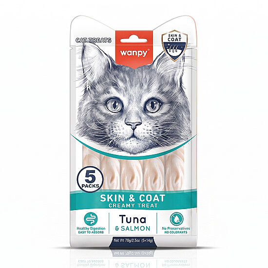 Wanpy Skin ve Coat Ton Balığı ve Somonlu Krema Ödül 5 x 14 Gr - 1