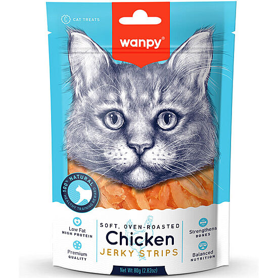 Wanpy Oven Roasted Jerky Strips Yumuşak Tavuklu Kedi Ödülü 80 Gr - 1