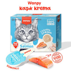 Wanpy Somonlu Kaşıklı Kedi Ödül Kreması 10 x 16 Gr - 160 Gr - Wanpy