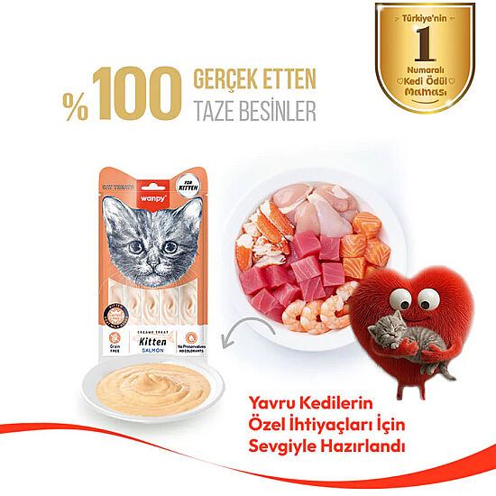 Wanpy Somonlu Yavru Kedi Krema Ödülü 5x14 Gr - 2