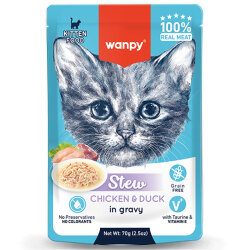 Wanpy Stew Kitten Pouch Tavuklu ve Ördekli Yavru Kedi Yaş Maması 70 Gr x 6 Adet - 2