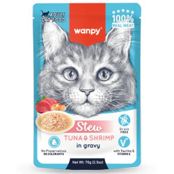 Wanpy Stew Pouch Ton Balık ve Karidesli Yaş Kedi Maması 70 Gr x 6 Adet - 2