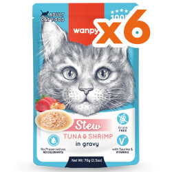 Wanpy Stew Pouch Ton Balık ve Karidesli Yaş Kedi Maması 70 Gr x 6 Adet - Wanpy