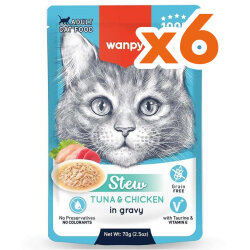Wanpy Stew Pouch Ton Balık ve Tavuklu Kedi Yaş Maması 70 Gr x 6 Adet - Wanpy