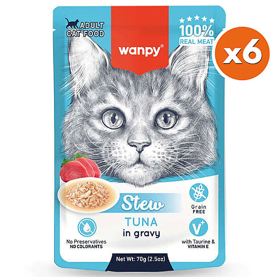 Wanpy Stew Pouch Ton Balıklı Yaş Kedi Maması 70 Gr x 6 Adet - 1