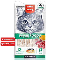 Wanpy Superfood Kuzulu, Pancar ve Zerdeçallı Krema Kedi Ödülü 5x14 Gr - Wanpy