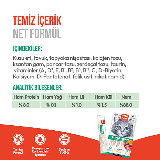 Wanpy Superfood Kuzulu, Pancar ve Zerdeçallı Krema Kedi Ödülü 5x14 Gr - 4