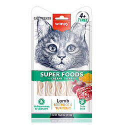 Wanpy Superfood Kuzulu, Pancar ve Zerdeçallı Krema Kedi Ödülü 5x14 Gr - Wanpy
