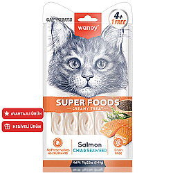 Wanpy Superfood Somonlu, Chia ve Deniz Yosunlu Krema Kedi Ödülü 5x14 Gr - Wanpy