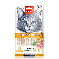 Wanpy Superfood Tavuklu Balkabağı ve Kara Lahanalı Krema Kedi Ödülü 5x14 Gr - Wanpy
