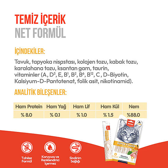 Wanpy Superfood Tavuklu Balkabağı ve Kara Lahanalı Krema Kedi Ödülü 5x14 Gr - 4