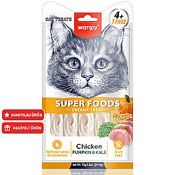 Wanpy Superfood Tavuklu Balkabağı ve Kara Lahanalı Krema Kedi Ödülü 5x14 Gr - Wanpy