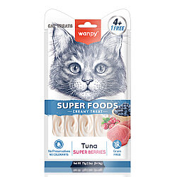 Wanpy Superfood Ton Balıklı, Yaban Mersini ve Kızılcıklı Krema Kedi Ödülü 5x14 Gr - Wanpy