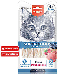 Wanpy Superfood Ton Balıklı, Yaban Mersini ve Kızılcıklı Krema Kedi Ödülü 5x14 Gr - Wanpy